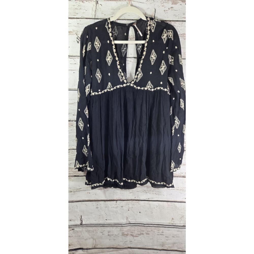 Free People Cinnamon Diamond‎ Embroidered Tunic Top Size Xs - Picture 4 of 10
